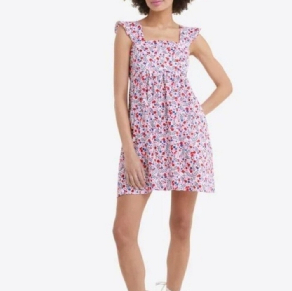 Draper James Maddie Berry Print Cotton Mini Dress Ruffle Flutter Strap Berries M